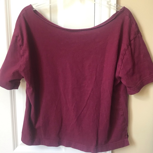Victoria’s Secret PINK Burgundy Wide Neck T-Shirt - Picture 5 of 6